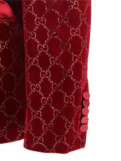 Gucci Double Blazer With Gg Crystals In Red