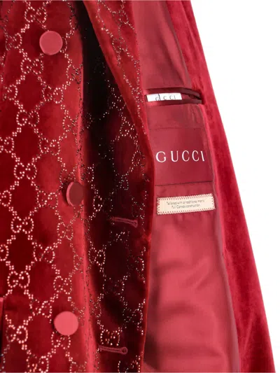 Gucci Double Blazer With Gg Crystals In Red