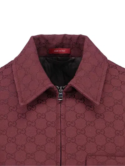 Gucci Gg Supreme Zip Jacket In Red
