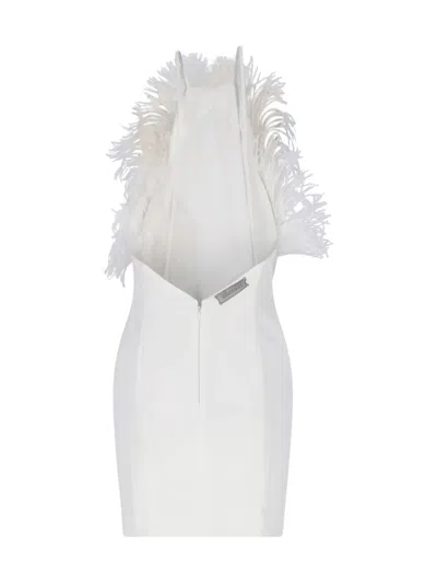 Attico Feather Mini Dress In White