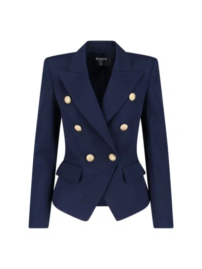 Balmain Classic Double-breasted Blazer In Blue