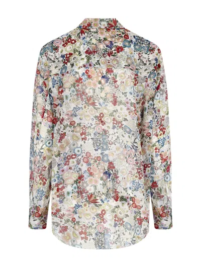 Khaite Goya Floral Silk Chiffon Button-down Top In Multi