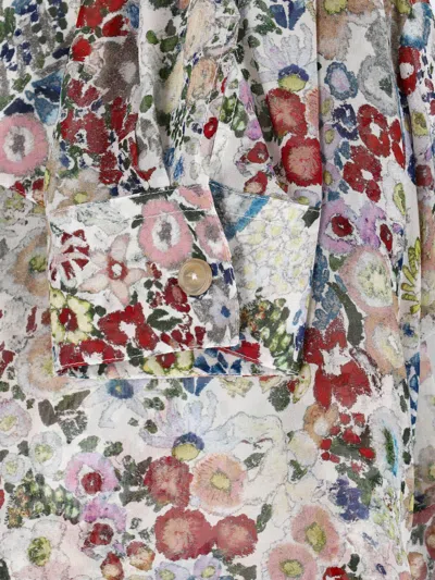 Khaite Goya Floral Silk Chiffon Button-down Top In Multi