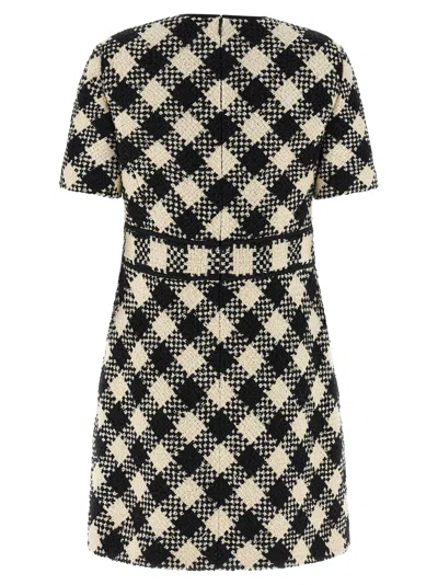 Valentino Vgold Checked Tweed Minidress In Black