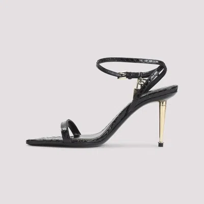 Tom Ford Semi Shiny Printed Python Sandal In Black