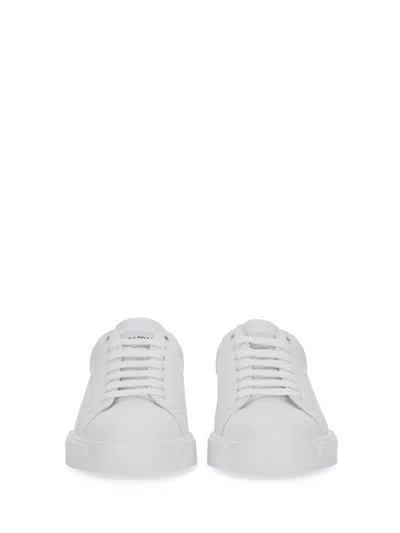 Dolce & Gabbana Portofino Light White Sneakers With Logo Patch On The Tongue And Tonal Logo Lettering On The Heel In