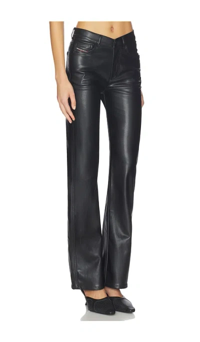 Diesel Faux Leather Wide Leg Trousers Belt Loops In Black