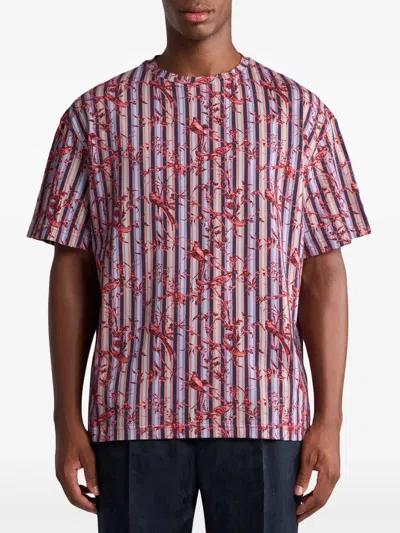 Etro Cotton T-shirt With Bird Pattern In Black