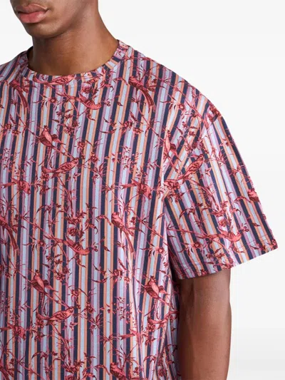 Etro Cotton T-shirt With Bird Pattern In Black
