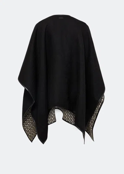 Ferragamo Black Hook Cape In Black
