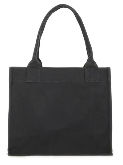 Ganni Recycled Cotton Large Tote Bag In Black