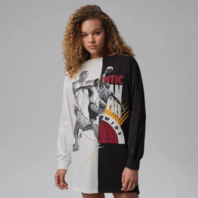 Jordan Flight Graphic Cotton Sweatshirt Dress In Multi