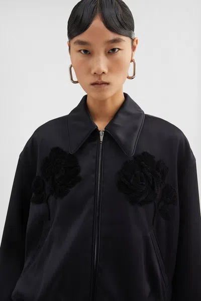 Jil Sander Bomber Floral Relieve Black In Black
