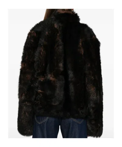 Totême Silky Shearling Jacket Dark Brown In Brown