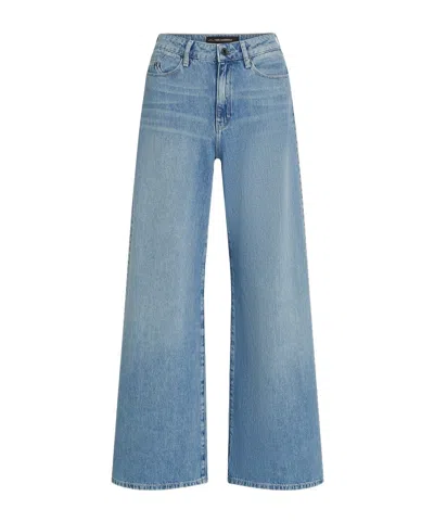 Karl Lagerfeld Studded-signature Jeans In Blue
