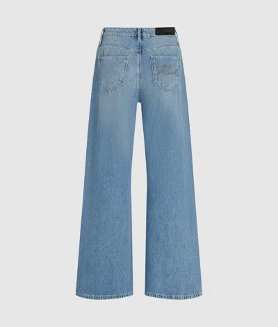 Karl Lagerfeld Studded-signature Jeans In Blue