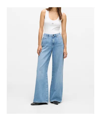 Karl Lagerfeld Studded-signature Jeans In Blue