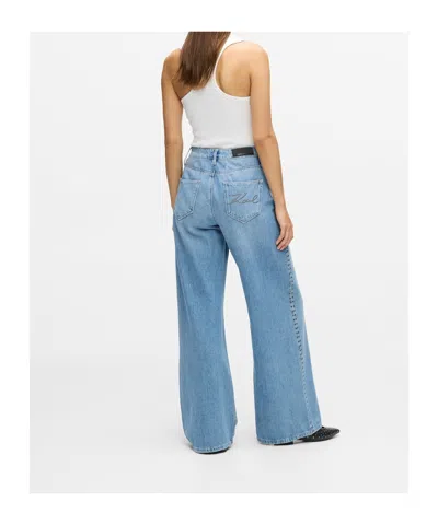 Karl Lagerfeld Studded-signature Jeans In Blue