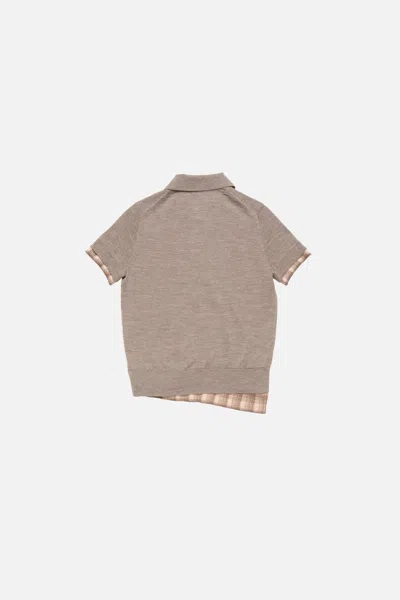 Acne Studios Layered Short Sleeve Wool Polo Sweater In Brown