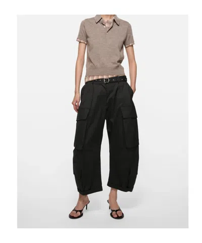 Acne Studios Layered Short Sleeve Wool Polo Sweater In Brown