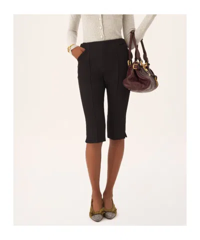 Chloé Tailored Wool Crepe Capri Pants In Black
