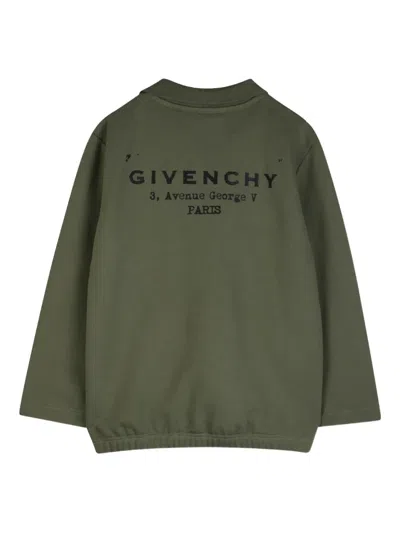 Givenchy Collared Long-sleeve Top In Green