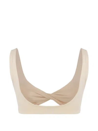 Live The Process Twisted-detail Cropped Top In Neutral
