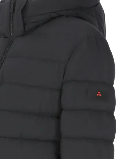 Peuterey Tailored Black Coat With Minimalist Design In Black