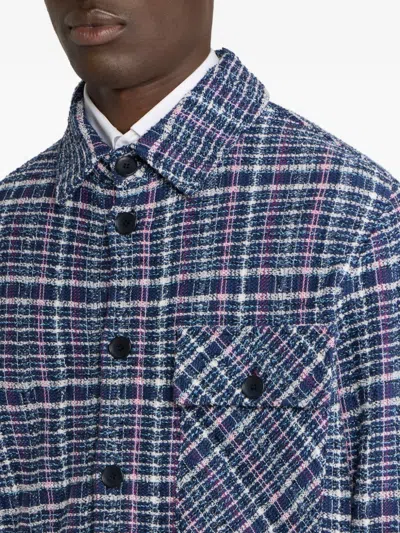 Etro Jacquard Check Jacket In Blue