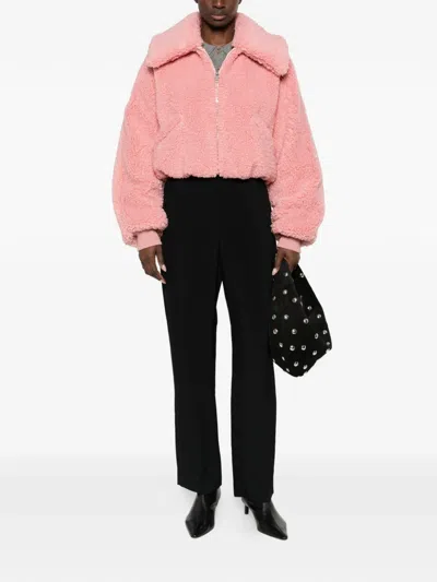 Givenchy Cropped Blouson In Shearling Effect In Pink