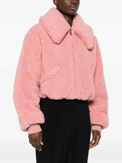 Givenchy Cropped Blouson In Shearling Effect In Pink