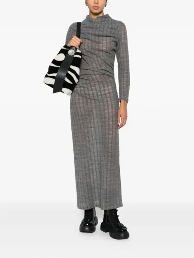 Hope Nova Ruched Checked Maxi Dress In Orange