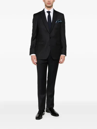 Fursac Double-breasted Cotton Suit In Blue