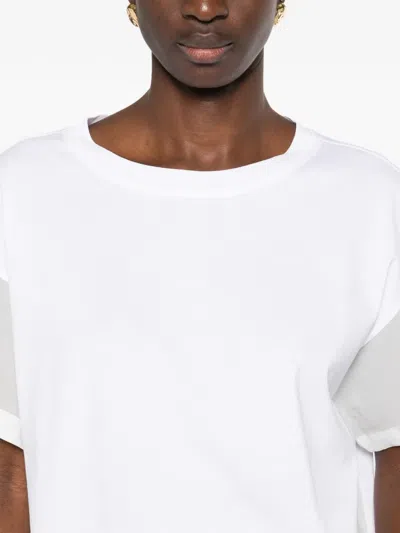 Brunello Cucinelli Sheer-panel T-shirt In White