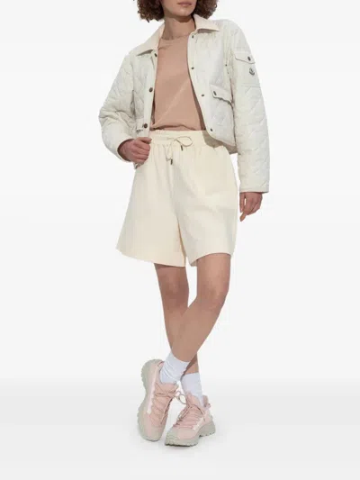 Moncler Cotton Fleece Shorts In Neutral