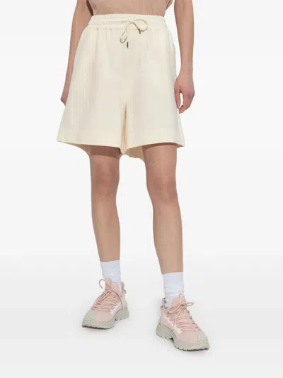 Moncler Cotton Fleece Shorts In Neutral