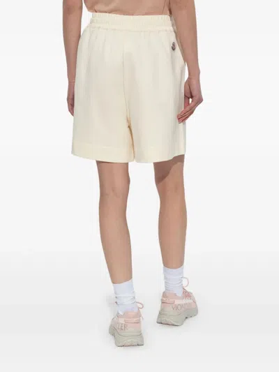 Moncler Cotton Fleece Shorts In Neutral