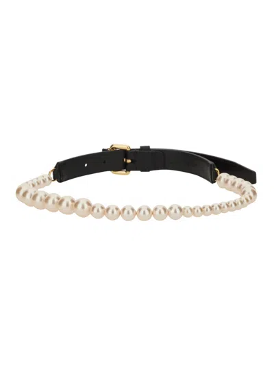 Moschino Couture Belt With Pearls In Black