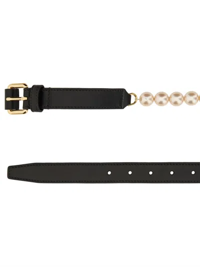 Moschino Couture Belt With Pearls In Black