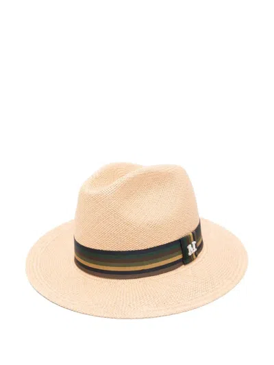 Max Mara Striped-band Fedora Hat In Sand