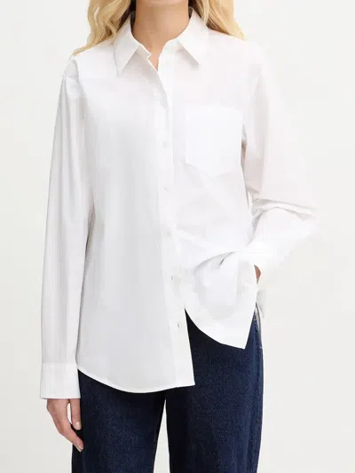 Michael Kors Poplin Shirt Long Sleeves Tailored Collar In White