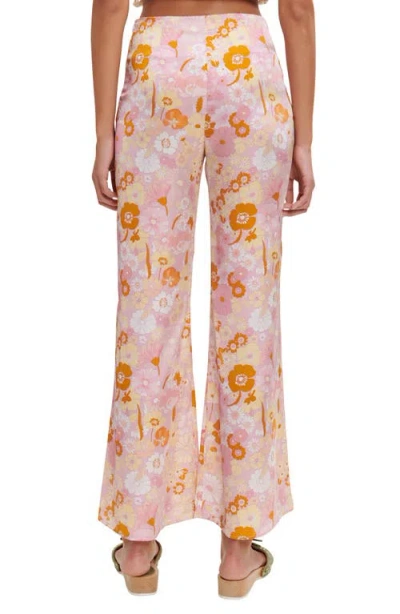 Maje Pisella Floral Flared Tie Front Pants In Pink