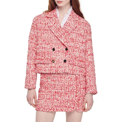 Sandro Avila Tweed Jacket In Red
