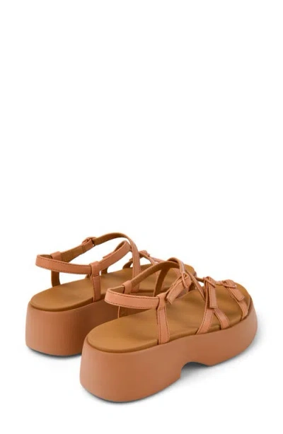 Camper Tasha Ankle Strap Platform Sandal In Brown