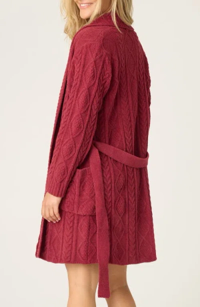 Pj Salvage Cozy Chenille Cable Knit Robe In Red