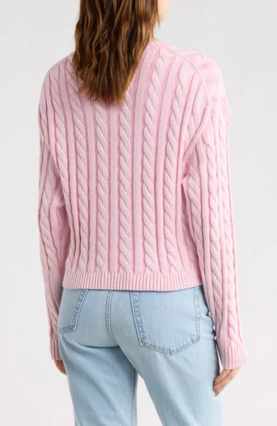 Abound Cable Crew Sweater In Pink