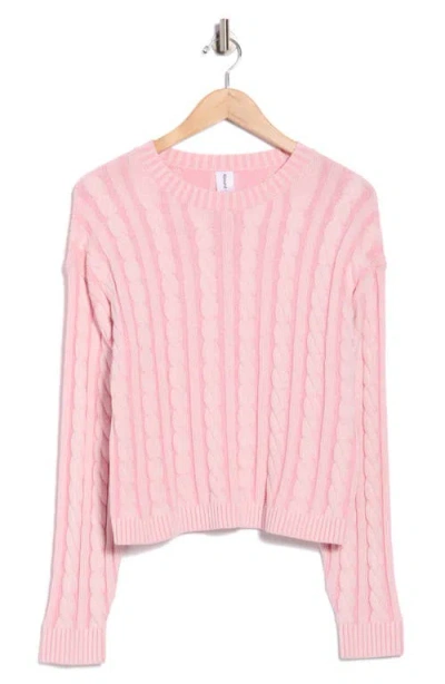 Abound Cable Crew Sweater In Pink