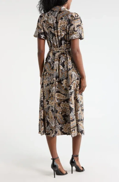 Sandra Darren Bubble Sleeve Shirtdress In Multi