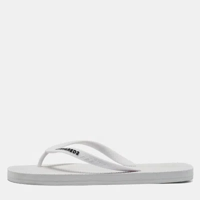 Dsquared2 White Rubber Logo Flip Flops In Multi