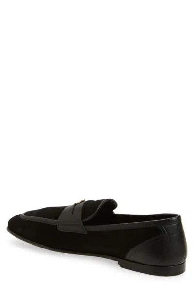 Dolce & Gabbana Ariosto Black Loafers With Metallic Dg Logo Plate On The Front In Leather And Suede Man In Black